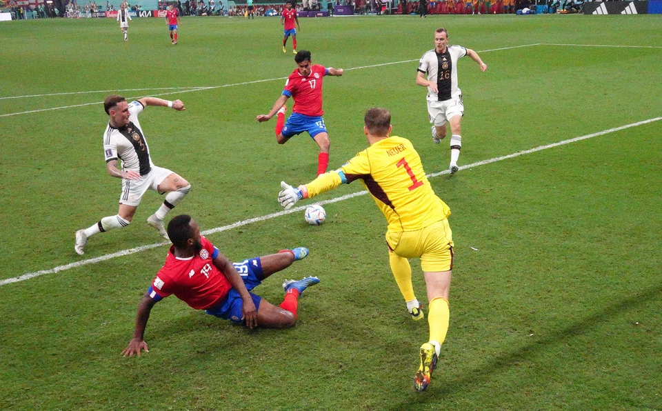 Costa Rica's Yeltsin Tejeda scores their first goal against Germany at Al Bayt Stadium, Al Khor, Qatar, Dec 1, 2022.. 
