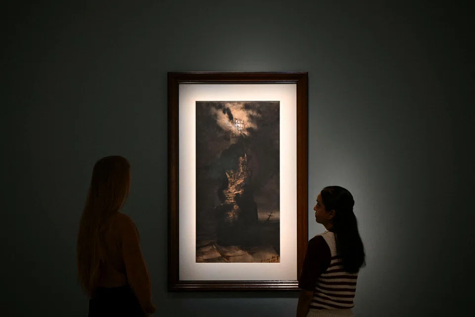 "The Lighthouse at Casquets" by French author Victor Hugo; the exhibition of about 70 drawings seeks to address the relationship between his artistic and literary work. 