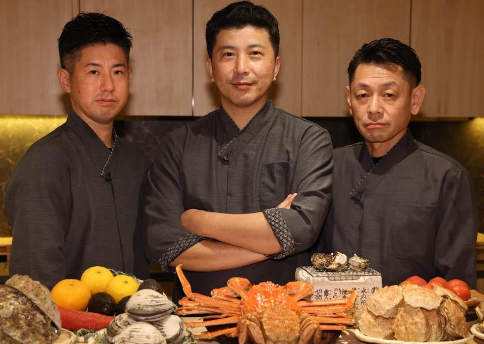 From left: Mitsutaka Sakamoto, Makoto Saito and Koichi Matsuda of Jiin Omakase.