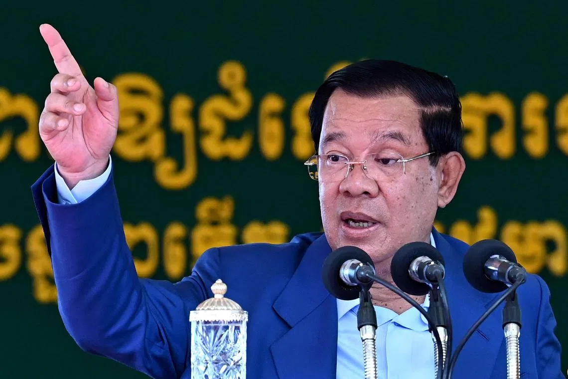“I would like to ask for understanding from the people as I announce that I will not continue as prime minister,” says Cambodia's Prime Minister Hun Sen. 