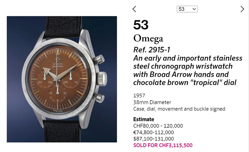 The timepiece, an Omega Speedmaster with ‘Broad Arrow’ hands from 1957, was in fact a “Frankenstein” watch, Omega says in a statement in response to questions from Bloomberg.