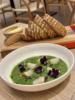 Japanese scallops in herb sauce.