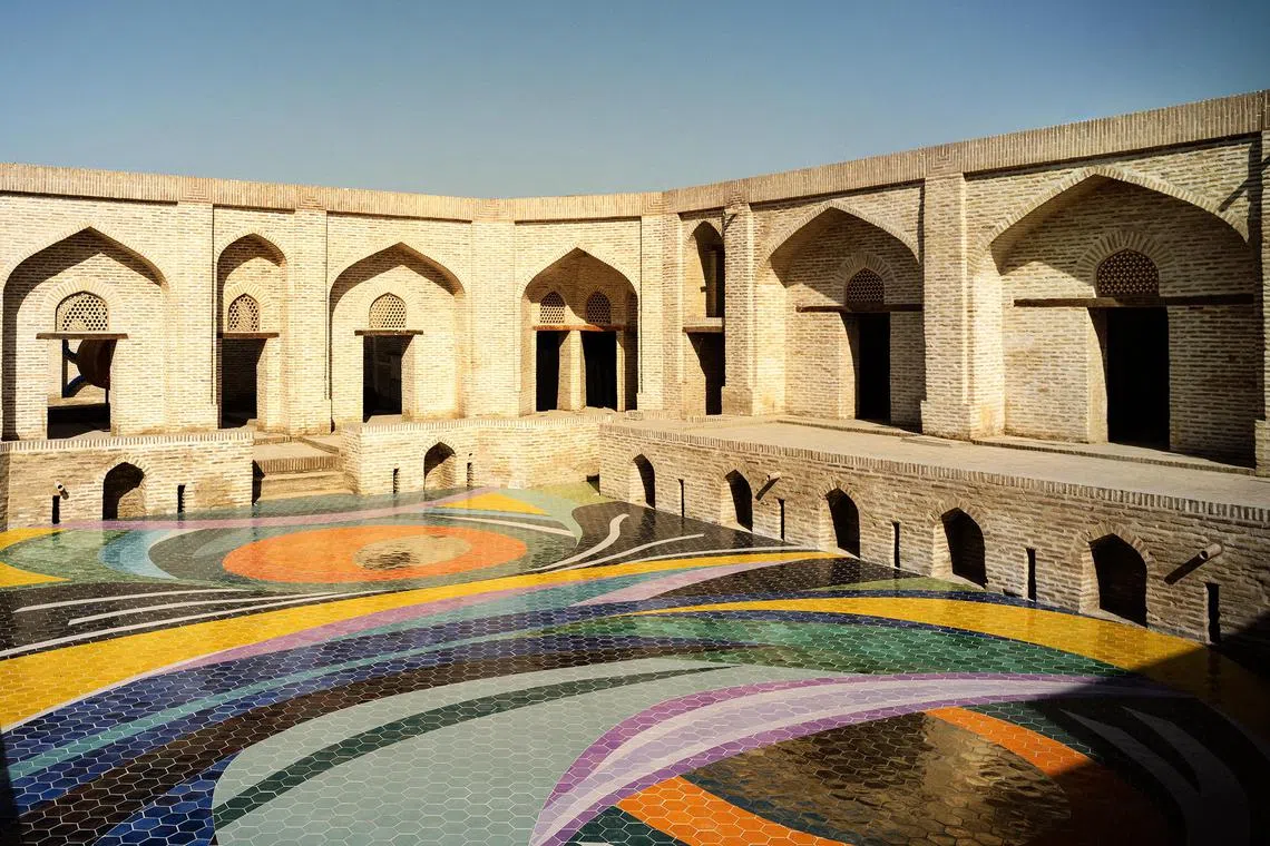 Bukhara Biennial promises art and transformation, with works such as this tiled courtyard by Marina Perez Simao and Bakhtiyar Babamuradov.