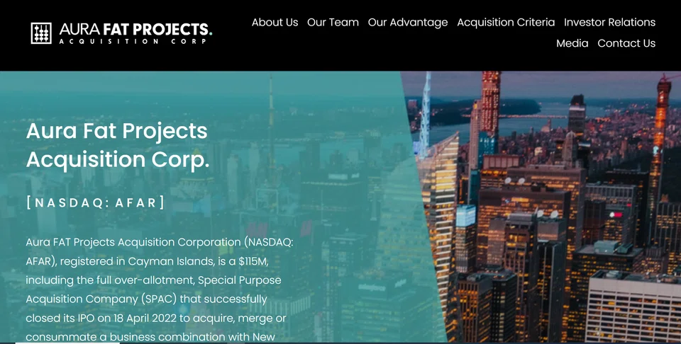 The agreement allows Aura Fat Projects to seek a private investment in public equity, or PIPE, before closing the transaction.