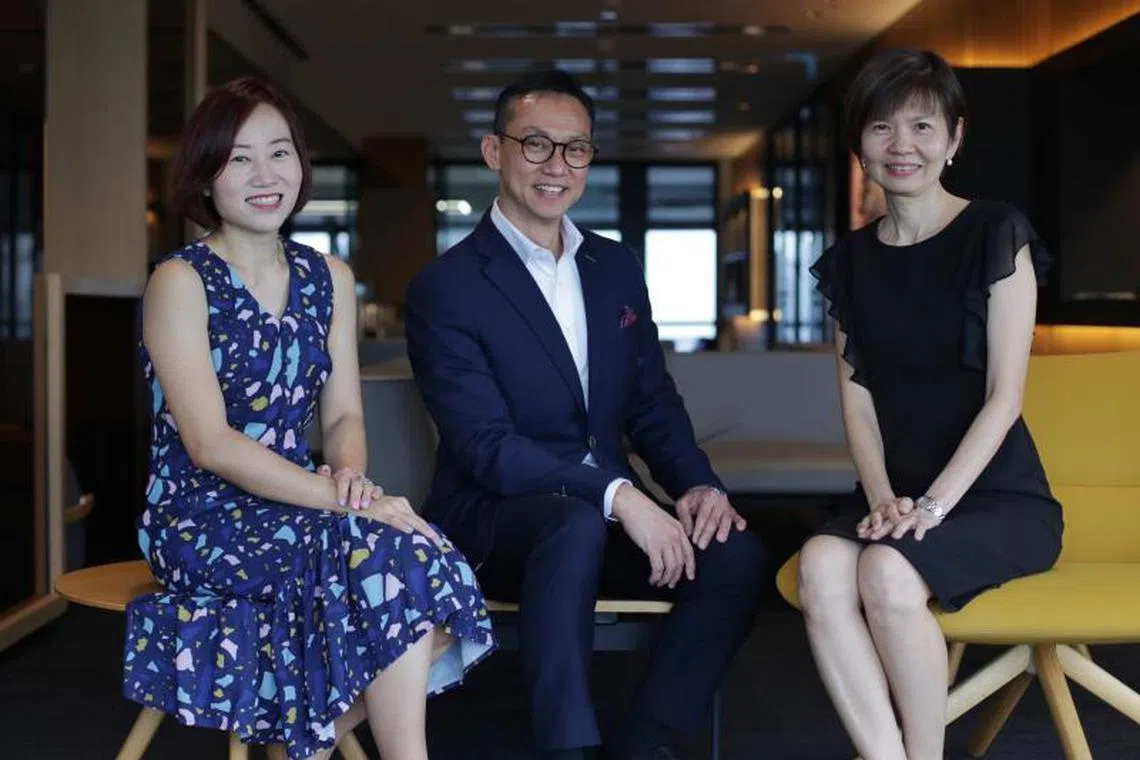 (From left) Donna Teo, Dennis Lee and Lee Hwee Boon believe that family-friendly workplace policies don't only cater to employee well-being, they also support company hiring.