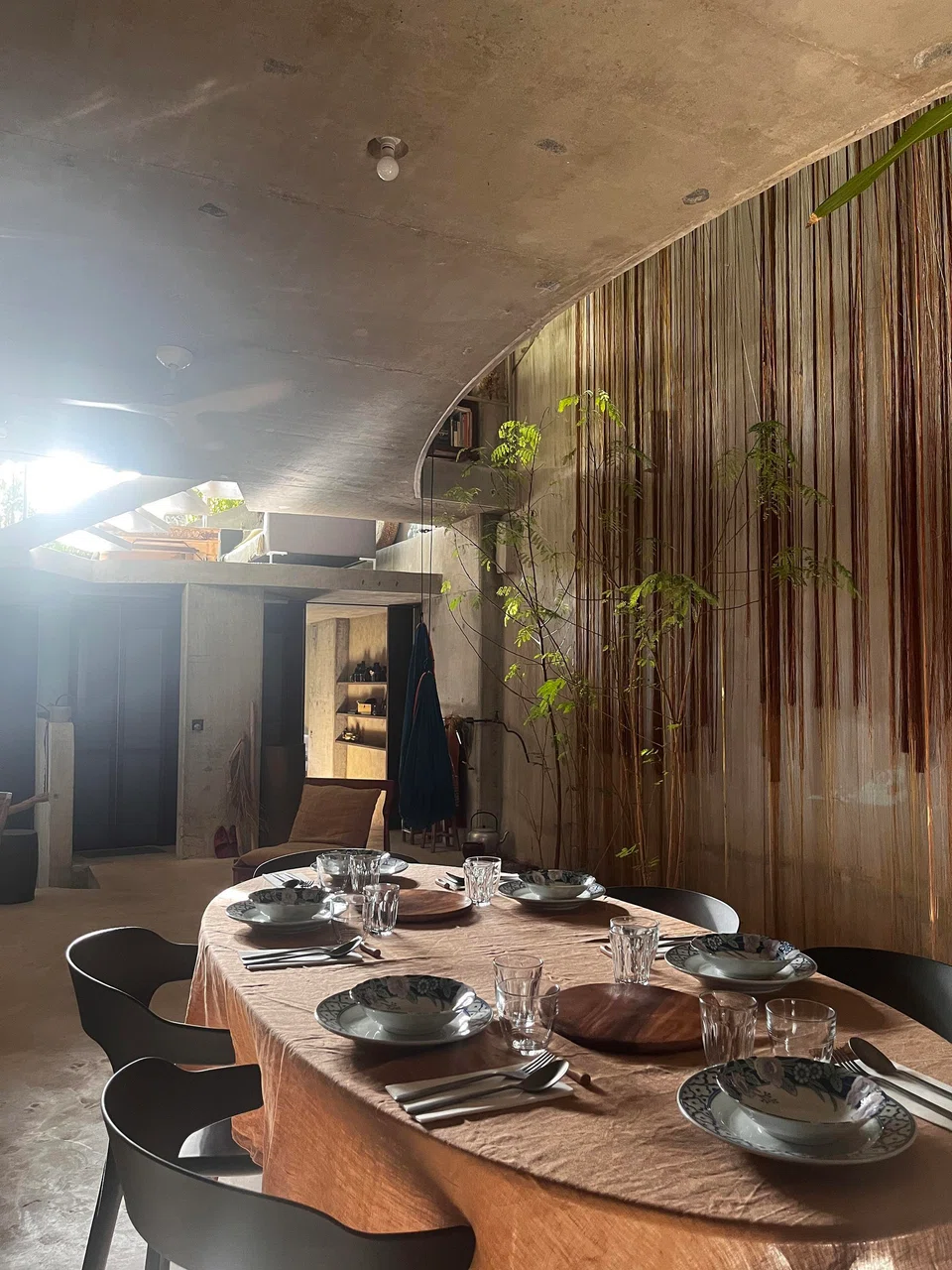 Princess vines create a curtain-like effect in the dining room.