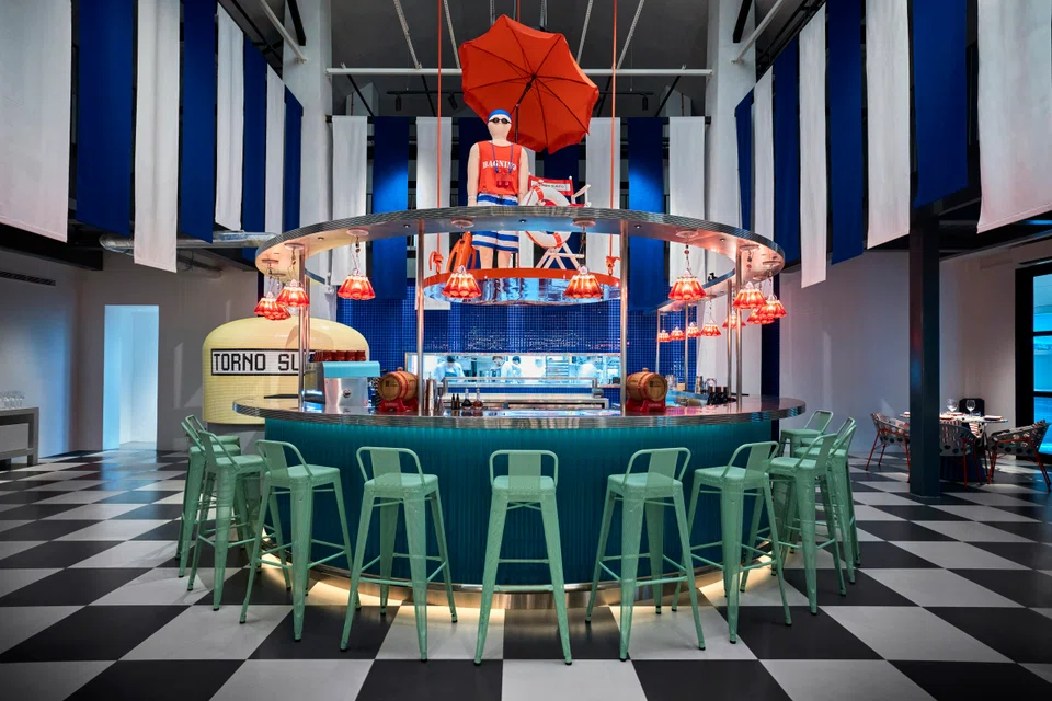 Torno Subito's playful 1960s Italy-influenced decor.