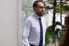 Workers’ Party chief Pritam Singh arriving at the State Courts on Oct 24. 