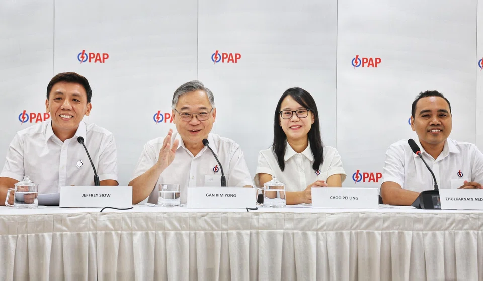 (From left:) The PAP's Chua Chu Kang GRC candidates are Jeffrey Siow, Gan Kim Yong, Choo Pei Ling and Zhulkanain Abdul Rahim.