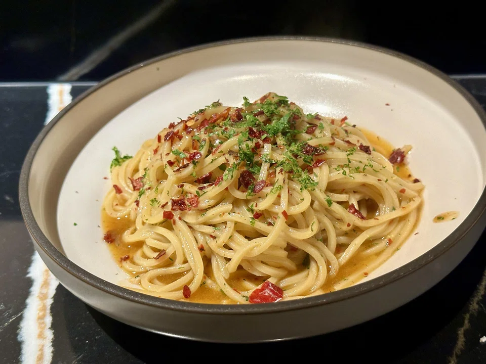 The chef's star aglio olio pasta.
