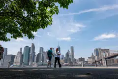 The Brooklyn waterfront overlooking Manhattan. This part of New York City is seeing renewed industrial activity as manufacturing businesses set up home there.
