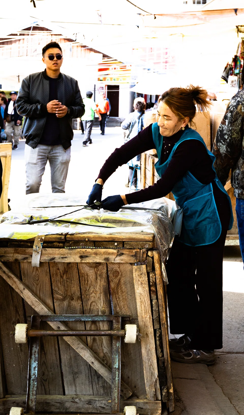 A market stall operator in Ulaanbaatar.
