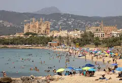 In Spain, which ranks among the top-three most visited countries in the world, protests were held in Barcelona and Mallorca (above) earlier this month, and the Catalan city has pledged to ban short-term lets by 2028.