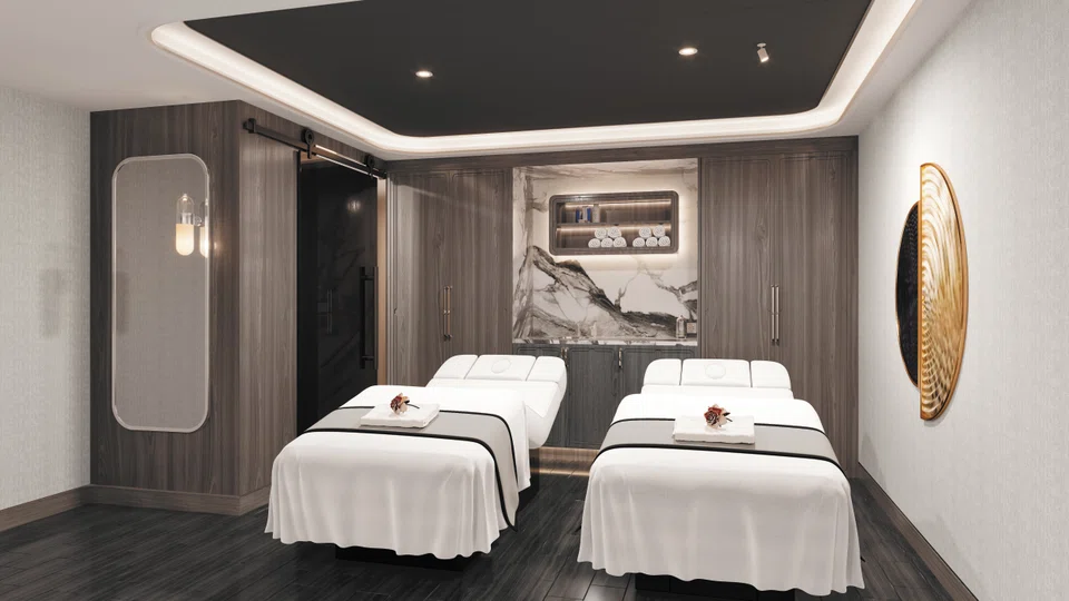 A treatment room in the ship’s exclusive spa.