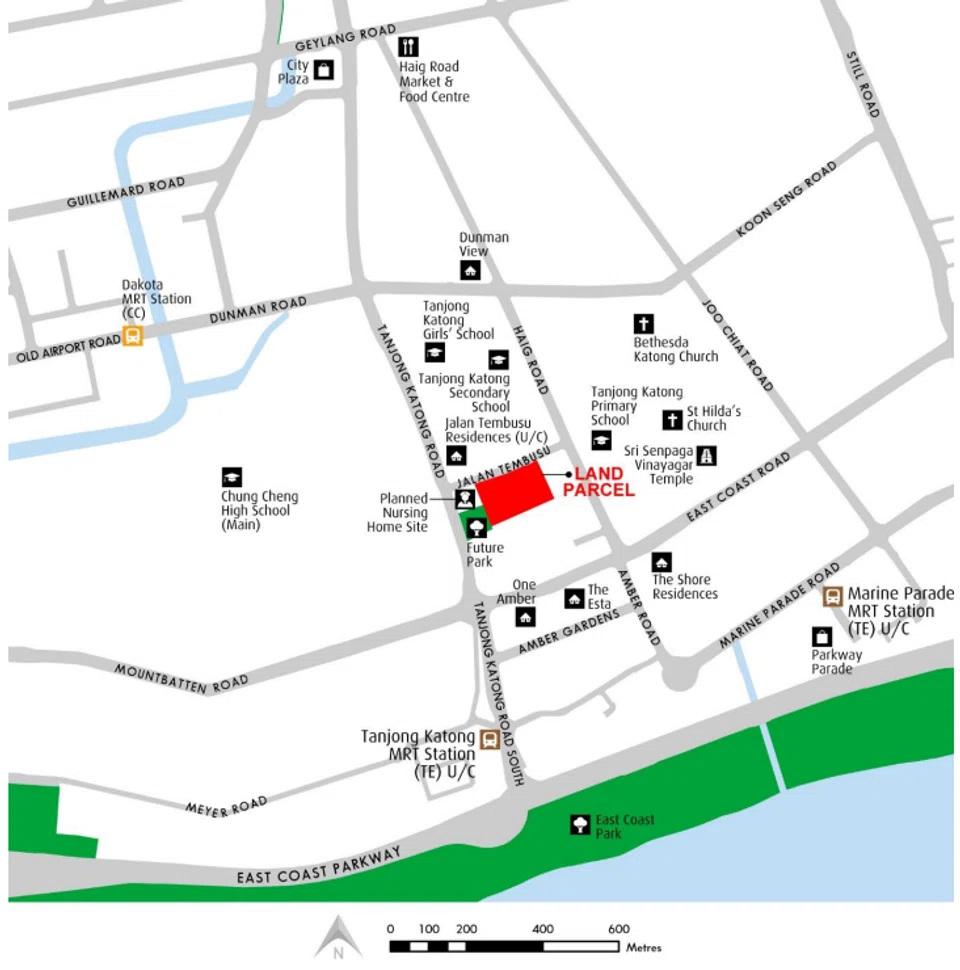 The Jalan Tembusu site is the largest of the three sites launched and close to Tanjong Katong MRT station.