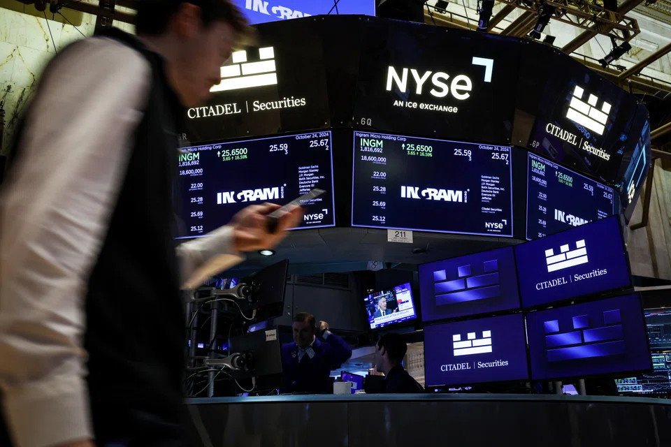The Dow Jones Industrial Average fell 53.32 points, or 0.13 per cent, at the open to 41,998.87. 