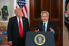 Nvidia CEO Jensen Huang (right) has lobbied US President Donald Trump to reverse export restrictions on AI chips to China.