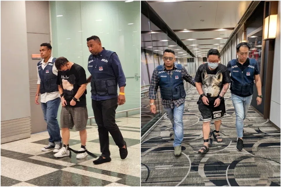 Both men, aged 44, were arrested by the Anti-Scam Command officers upon their arrival in Singapore, said the police.