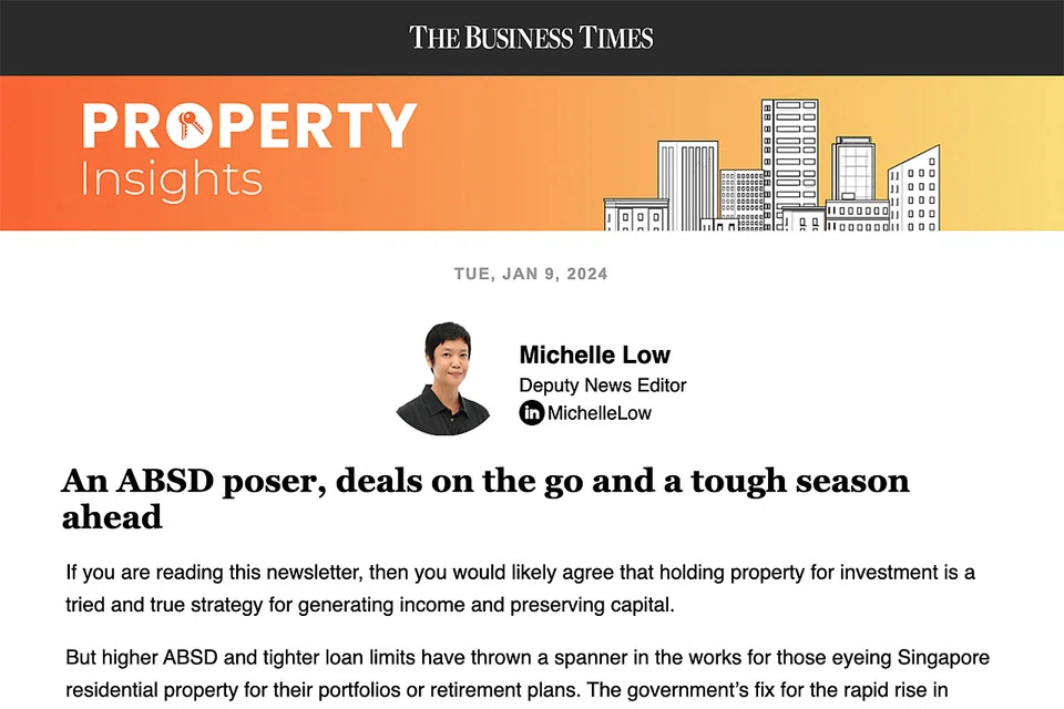 Higher ABSD and tighter loan limits have thrown a spanner in the works for those eyeing Singapore residential property for their portfolios or retirement plans, writes BT deputy news editor Michelle Low.