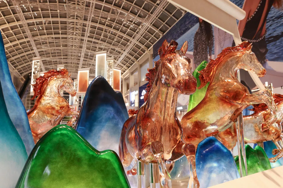 Large horses on display as part of the Chinese New Year decorations at Marina Bay Sands. The Year of the Fire Horse is traditionally associated in Chinese astrology with dynamism, momentum and volatility.