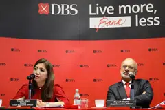 Tan Su Shan (left) officially succeeds Piyush Gupta as DBS CEO on Mar 28. 
