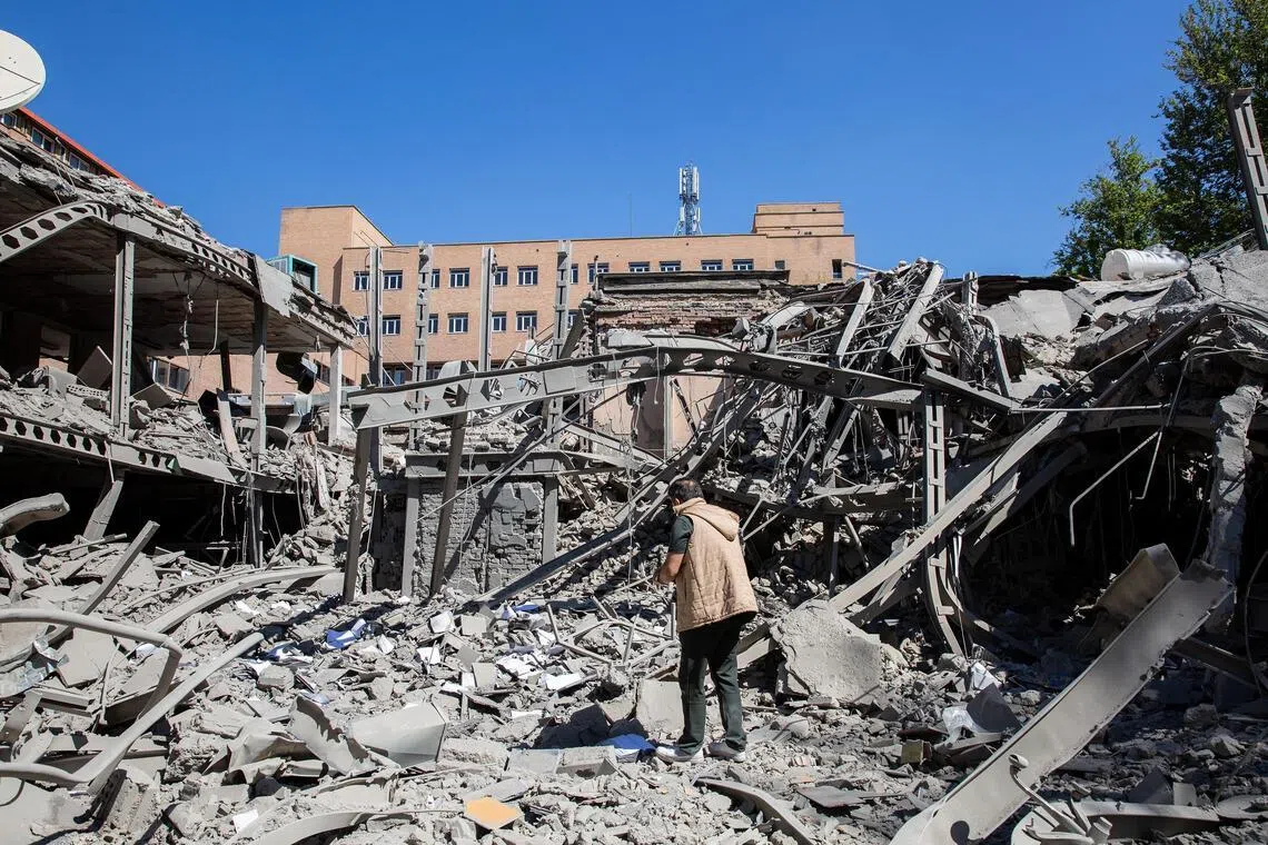 A building destroyed by US-Israeli air strikes on the campus of Sharif University of Technology
 in Teheran. Even before the destruction wrought by this phase of the conflict, Iran’s civilian economy suffered from severe underinvestment.