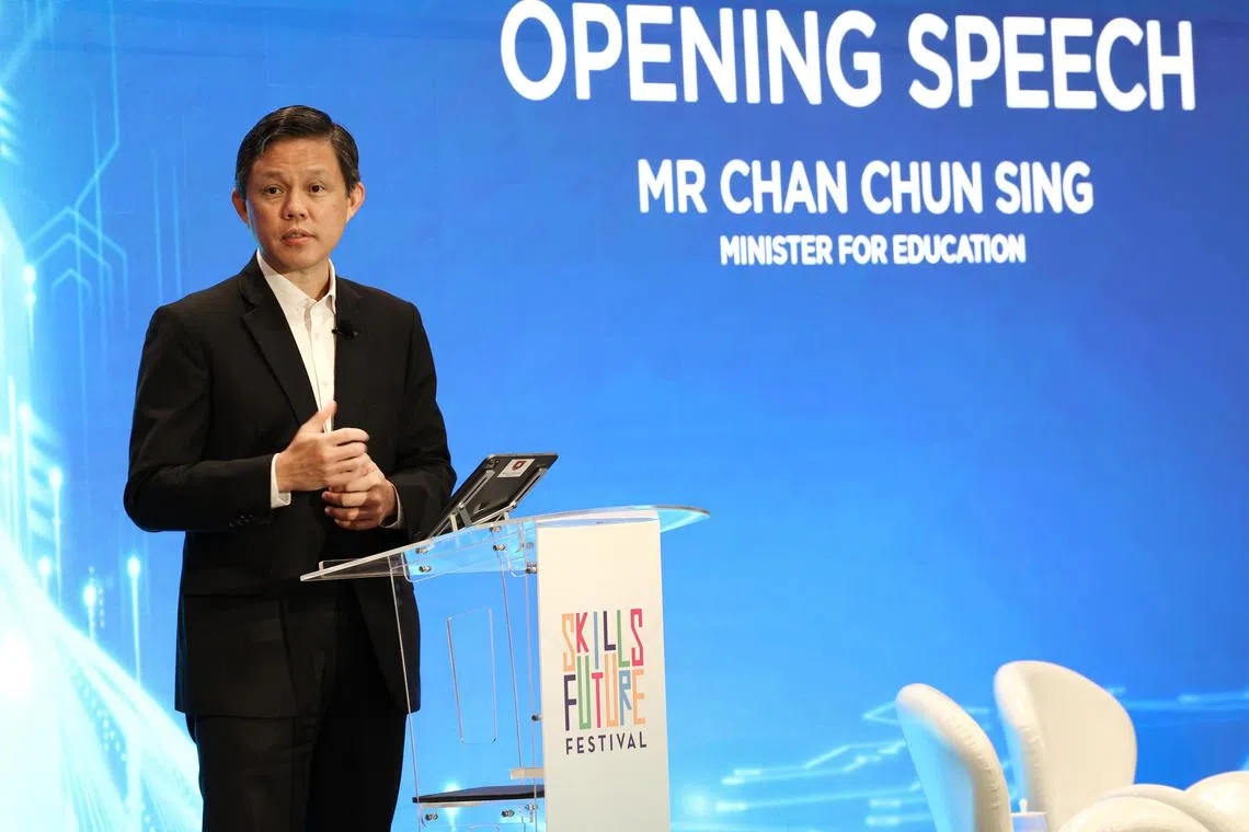 “With frequent tech disruptions, shortened half-life of skills and knowledge, and new jobs emerging every day – our workforce must retool, at scale and at speed,” says Education Minister Chan Chun Sing.