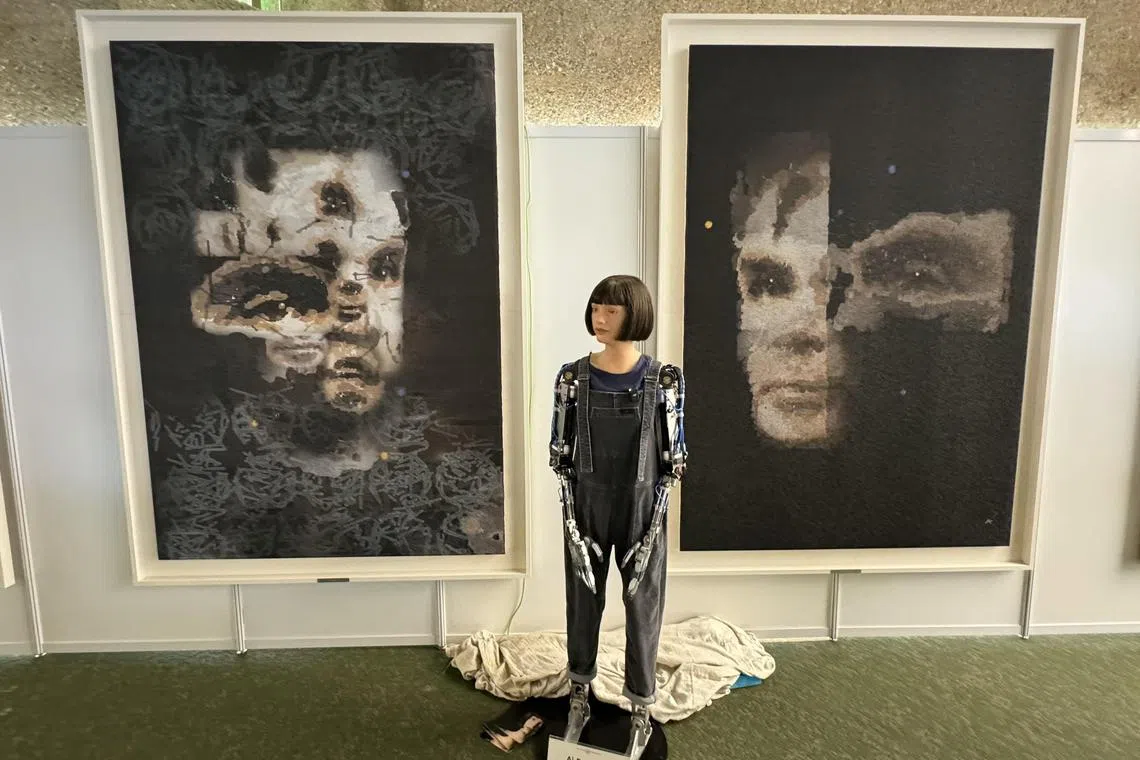 The 2.2 m portrait “A.I. God” by “Ai-Da”, the world’s first ultra-realistic robot artist, smashed pre-sale expectations of US$180,000 when it went under the hammer at London auction house Sotheby’s Digital Art Sale.