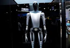 A Tesla Bot is displayed at the World Artificial Intelligence Conference (WAIC) in Shanghai, China July 6, 2023.