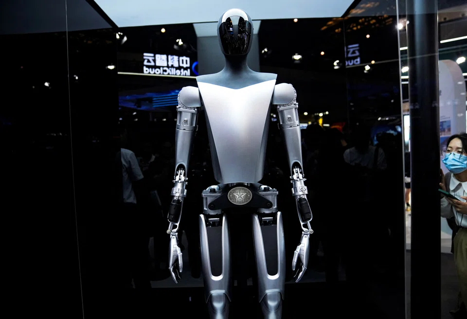 A Tesla Bot is displayed at the World Artificial Intelligence Conference (WAIC) in Shanghai, China July 6, 2023.