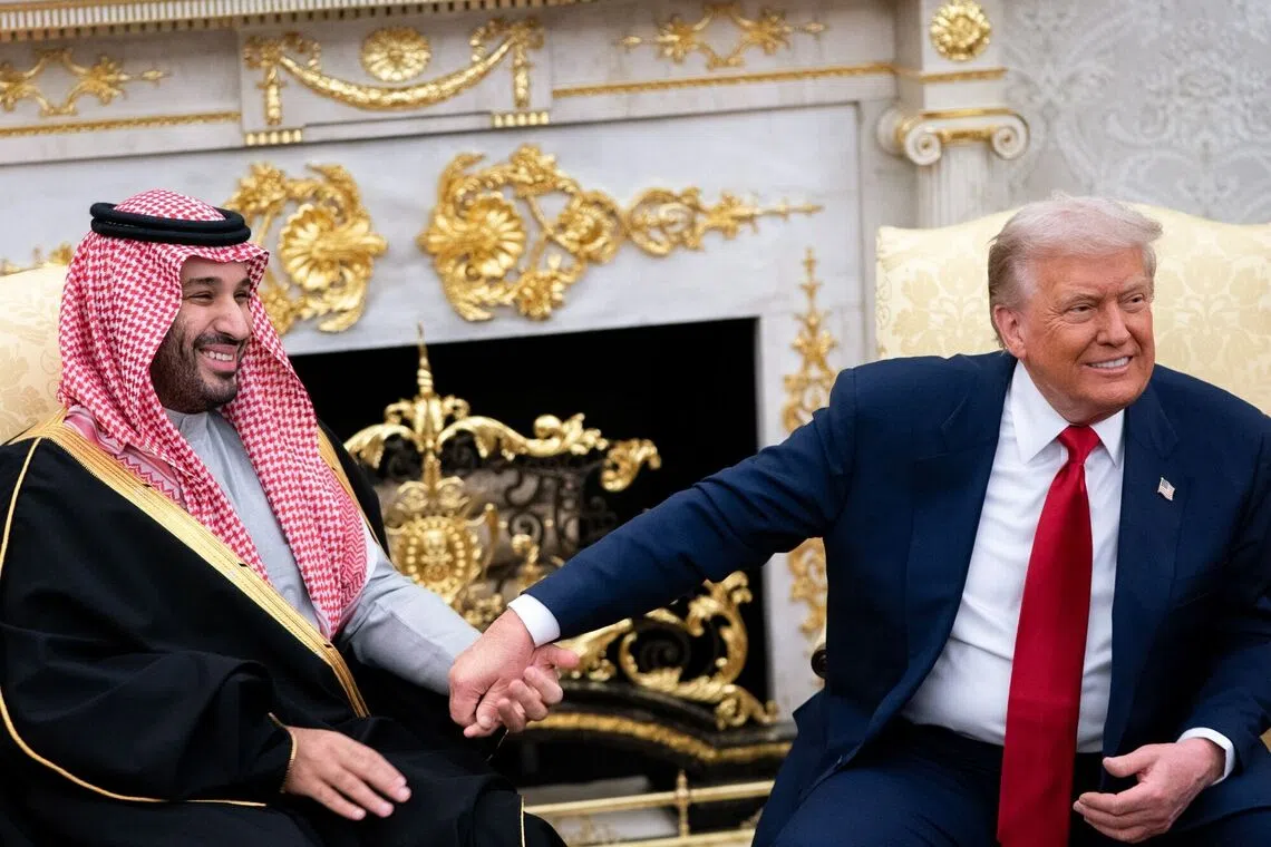 US President Donald Trump (right) absolved Saudi Arabia's Crown Prince Mohammed bin Salman of involvement in a 2018 murder. That, for many in Congress, is a subject of concern around the two countries' partnership. 