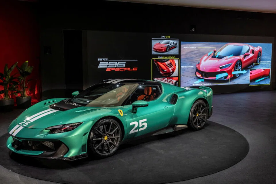 The new Ferrari 296 Speciale is displayed in Maranello, Italy.