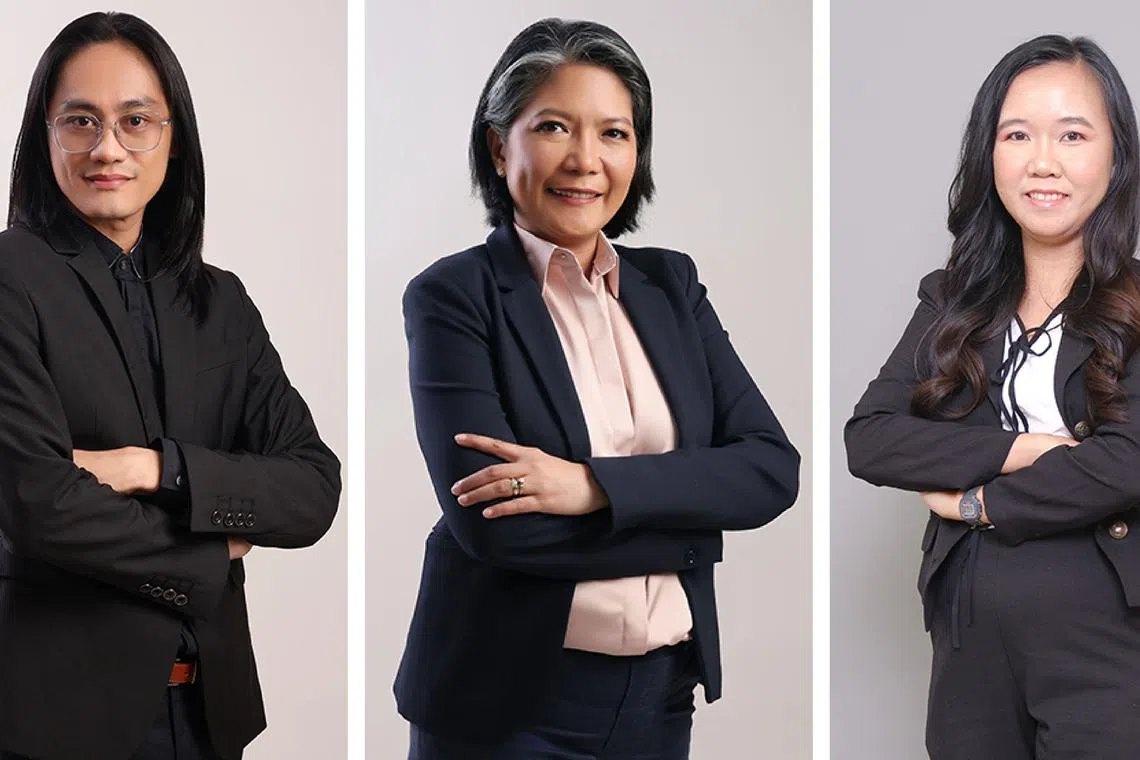 The development team behind Synqbox's C-Dews kiosks comprises (from left) Von Eric Ferrer, Betchie Aguinaldo and Alyssa Sicam.