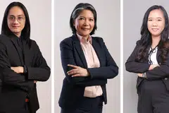 The development team behind Synqbox's C-Dews kiosks comprises (from left) Von Eric Ferrer, Betchie Aguinaldo and Alyssa Sicam.