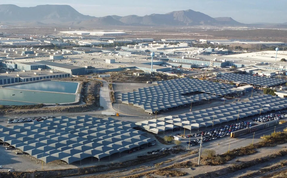 A General Motors plant, which exports vehicles to Canada and the US, in Ramos Arizpe, Mexico, January 29, 2025. General Motors shares slumped 8 per cent in after-market trading.