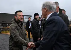 President of Ukraine Volodymyr Zelensky shakes hands with Norway's Prime Minister Jonas Gahr Store before attending the 2024 Nordic Council meeting in Reykjavik, Iceland, Oct 28, 2024. Zelensky warned that some 3,000 North Korean soldiers and officers were “already on Russian territory”.