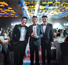 From left: Brothers Tan Wee Tuck, Wee Han and Wee Lee at the Enterprise 50 Awards ceremony in 2024, where Brewerkz was one of the winners.