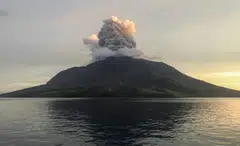 Mount Ruang spews volcanic ash, North Sulawesi, Indonesia, April 19, 2024. 