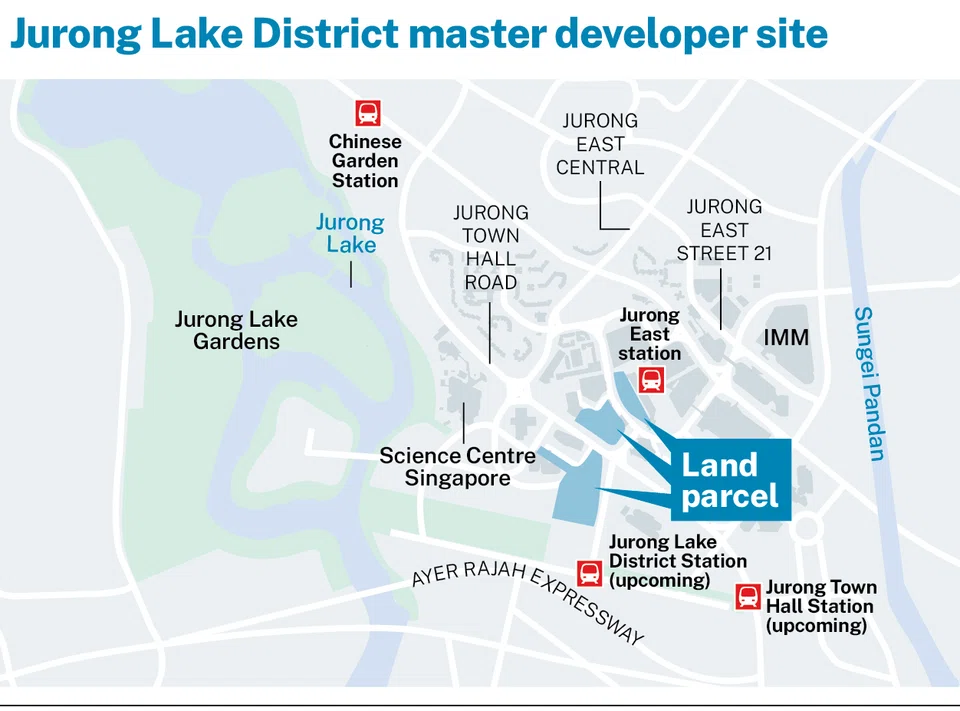 The Jurong Lake District white site spans a massive 6.5 hectares and comprises three plots.