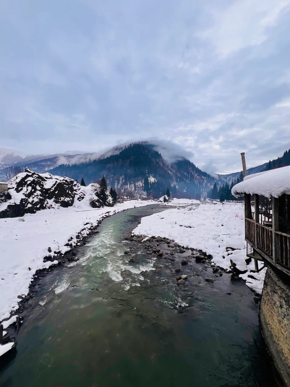 Lentekhi, the capital of Georgia’s mountainous Lower Svaneti province, on Christmas eve.
