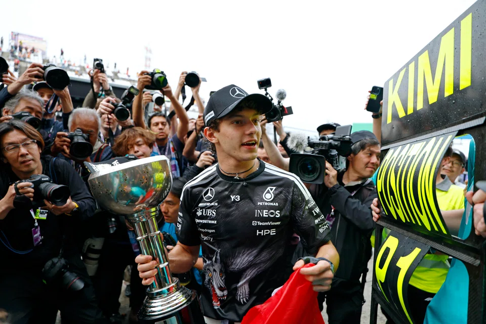 Kimi Antonelli's (above) win at Suzuka came on the heels of his victory in China, and gives him a nine-point lead over teammate George Russell in the overall standings.