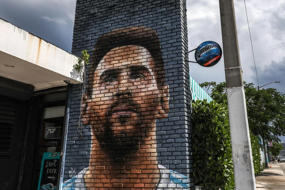 A mural of Argentine football player Lionel Messi in Miami on June 7, 2023. Messi on Wednesday announced he will sign for Major League Soccer side Inter Miami, spurning talk of a Barcelona reunion or Saudi Arabian blockbuster deal.