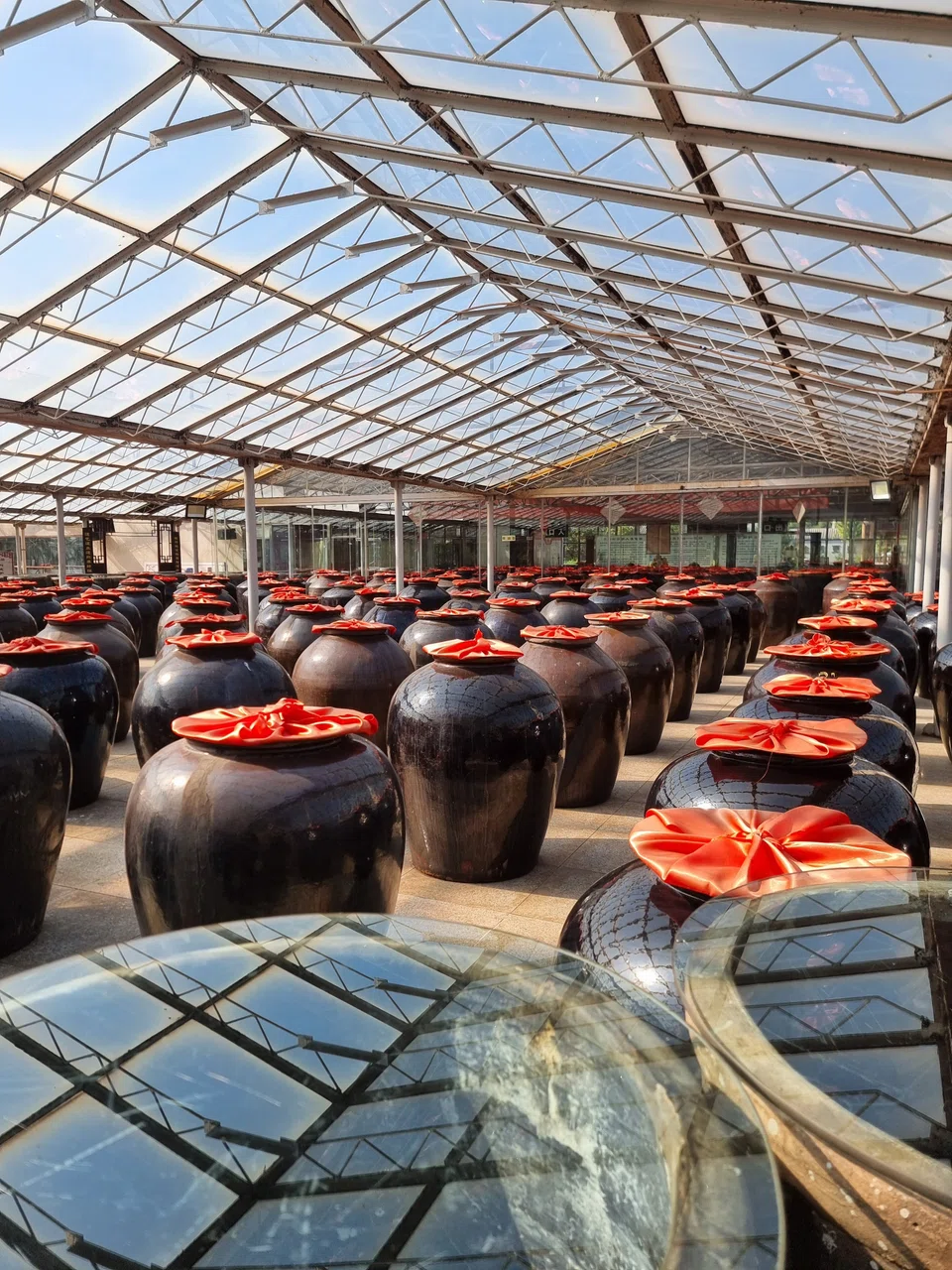 Jars of ageing vinegar at Shanxi Vinegar Cultural Park.