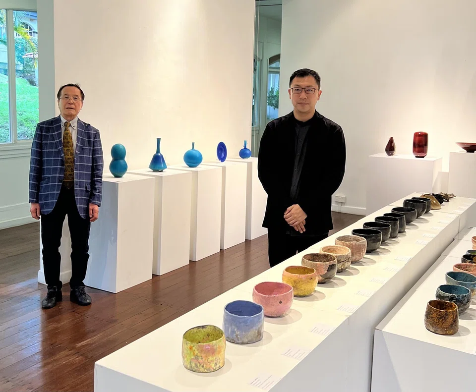Yukiharu Furuno (left) and Takanao Todo are showing their ceramics at the Japan Creative Centre.