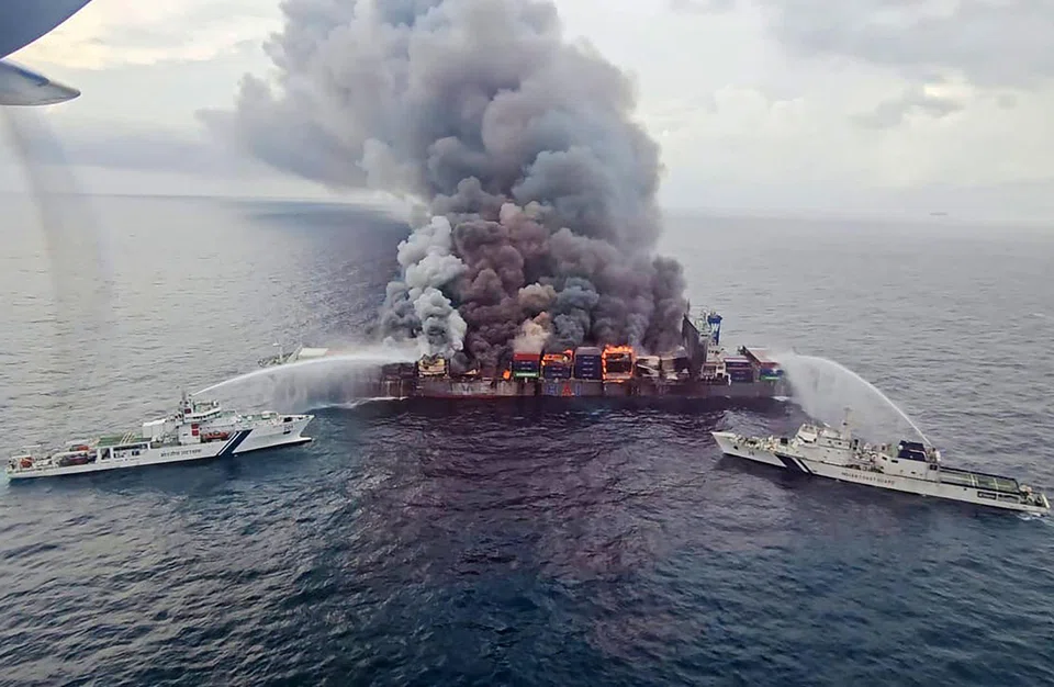 “Fires and explosions persist” on the container ship MV Wan Hai 503, which was tilting at around “10 to 15 degrees”, the Indian Coast Guard said on Tuesday.
