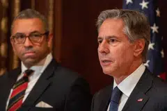 US Secretary of State Antony Blinken speaks to the press as he meets with British Foreign Secretary James Cleverly on the sidelines of the 77th United Nations General Assembly at UN headquarters in New York City, Sept 20, 2022. The US on Tuesday led an initiative of 18 Atlantic nations to step up cooperation in the Atlantic Ocean.
