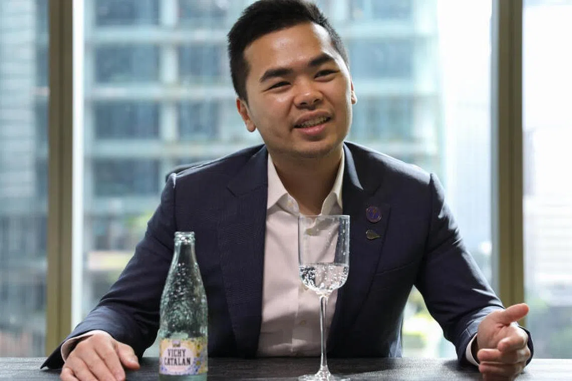 Sam Wu, a certified water sommelier, pays close attention to the mineral composition of various water brands.