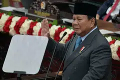 Indonesian President Prabowo Subianto delivering his State of the Nation address. Indonesia's state revenue is projected at 3,147.7 trillion rupiah next year, with an estimated budget deficit of 638.8 trillion rupiah, or 2.4% of GDP.