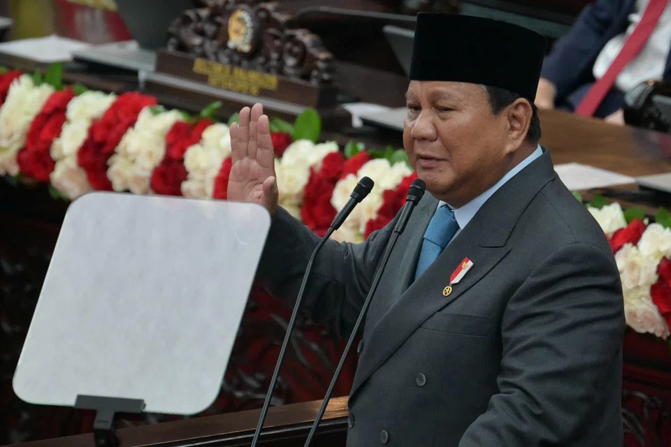 Indonesian President Prabowo Subianto delivering his State of the Nation address. Indonesia's state revenue is projected at 3,147.7 trillion rupiah next year, with an estimated budget deficit of 638.8 trillion rupiah, or 2.4% of GDP.