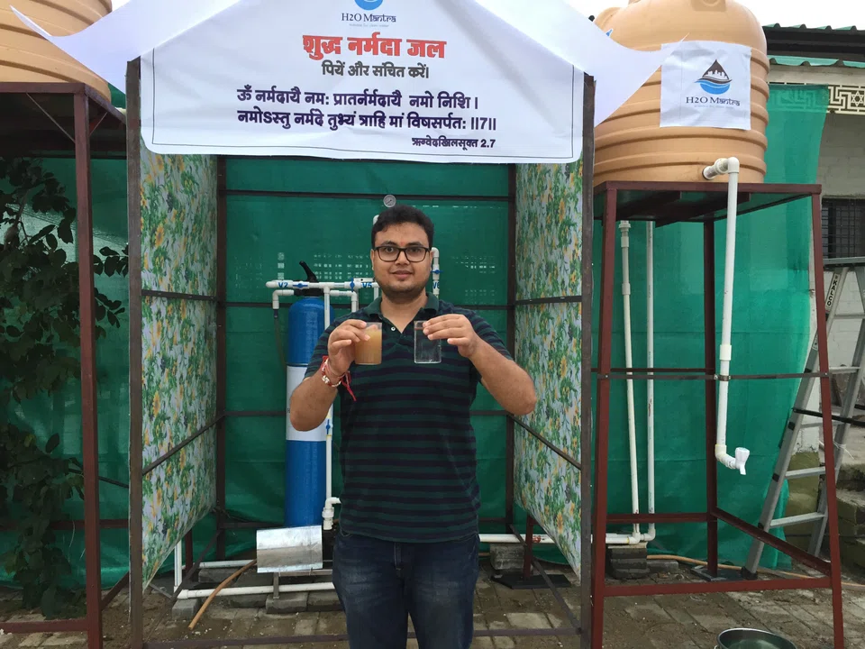 Environsens chief executive Shailesh Kharkwal shows off his company's water filtration capabilities. Networking opportunities from consortium leaders have allowed Environsens to pitch its solutions to state governments.